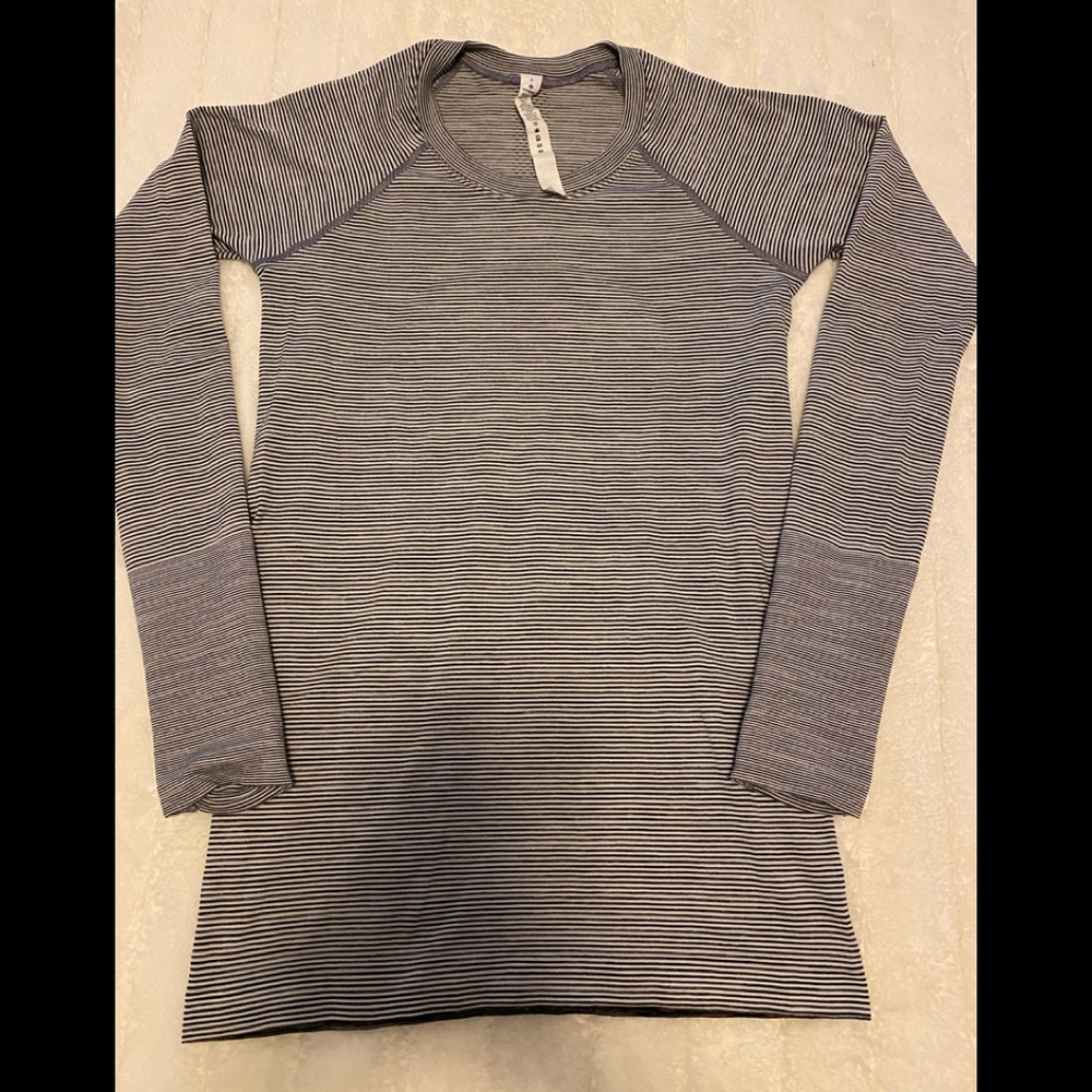 Lululemon Athletica sz 6 stripe shirt swift stride